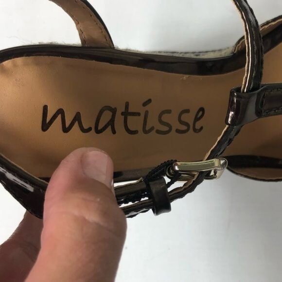 Matisse Palazzo Metallic Bronze Wedge Platform Sandal T-Strap Size 7.5 - Picture 6 of 8